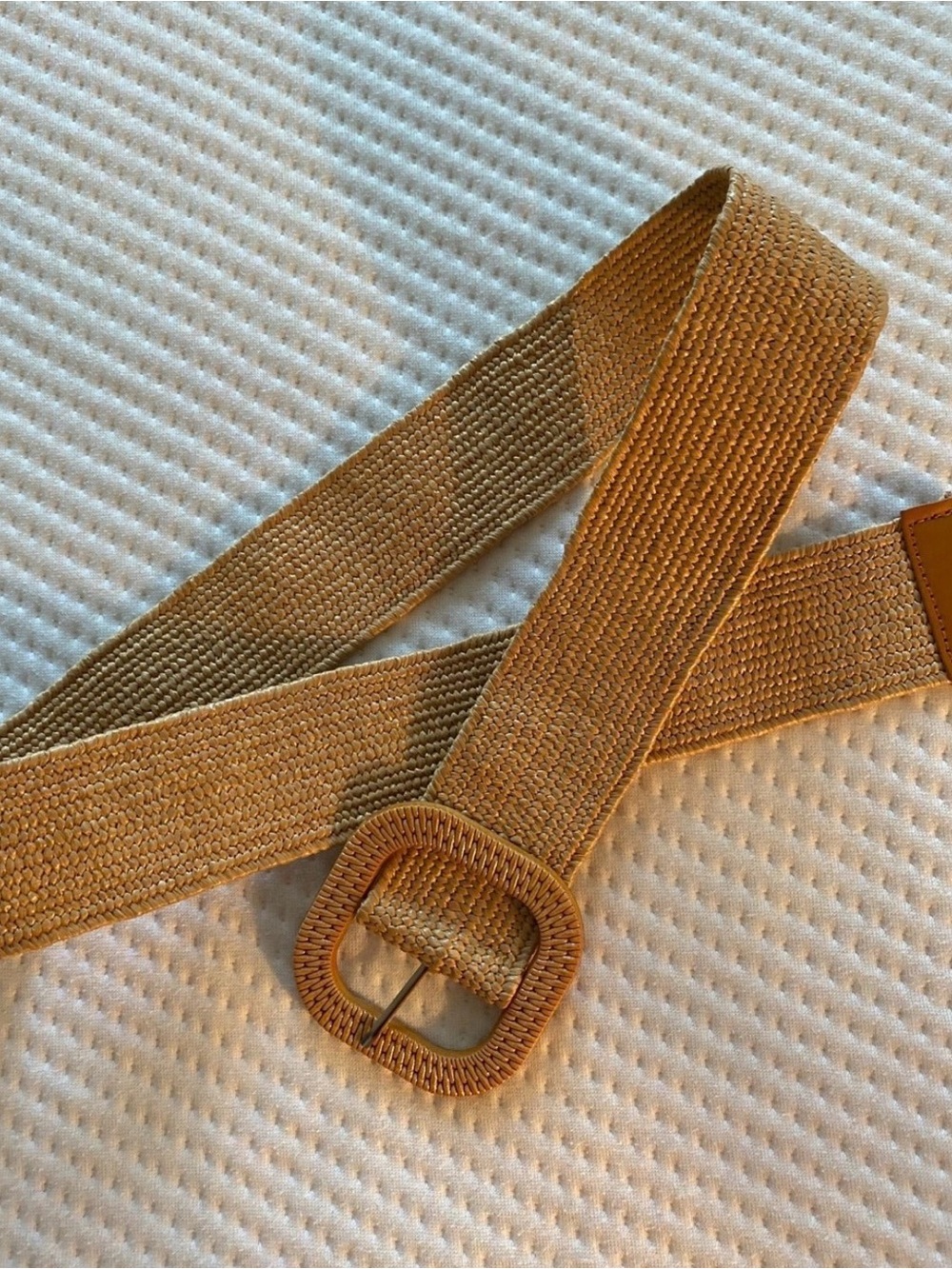 Woven Straw-Texture Belt in Camel